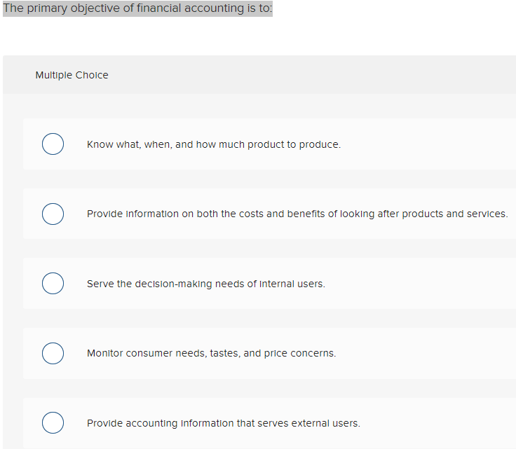 solved-the-primary-objective-of-financial-accounting-is-to-chegg