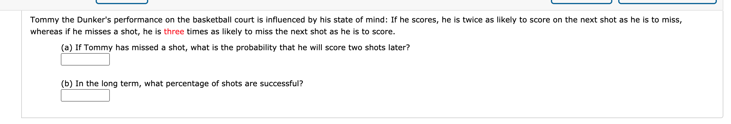 Solved Tommy the Dunker's performance on the basketball | Chegg.com
