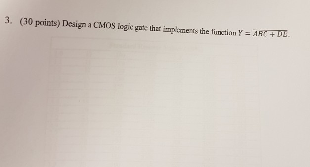 Solved 3. (30 points) Design a CMOS logic gate that | Chegg.com