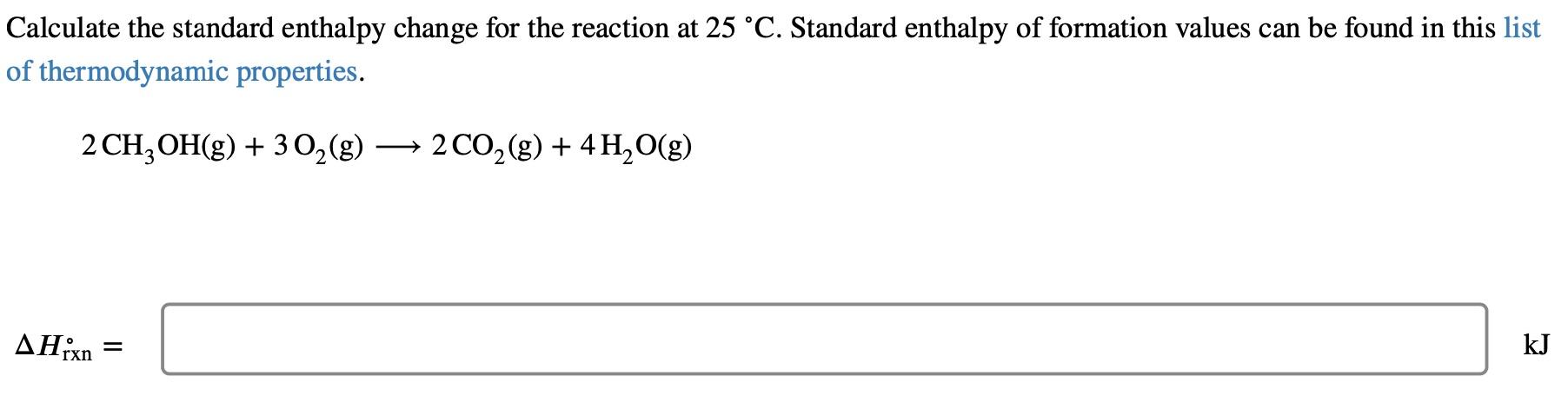 Solved Calculate the standard enthalpy change for the | Chegg.com