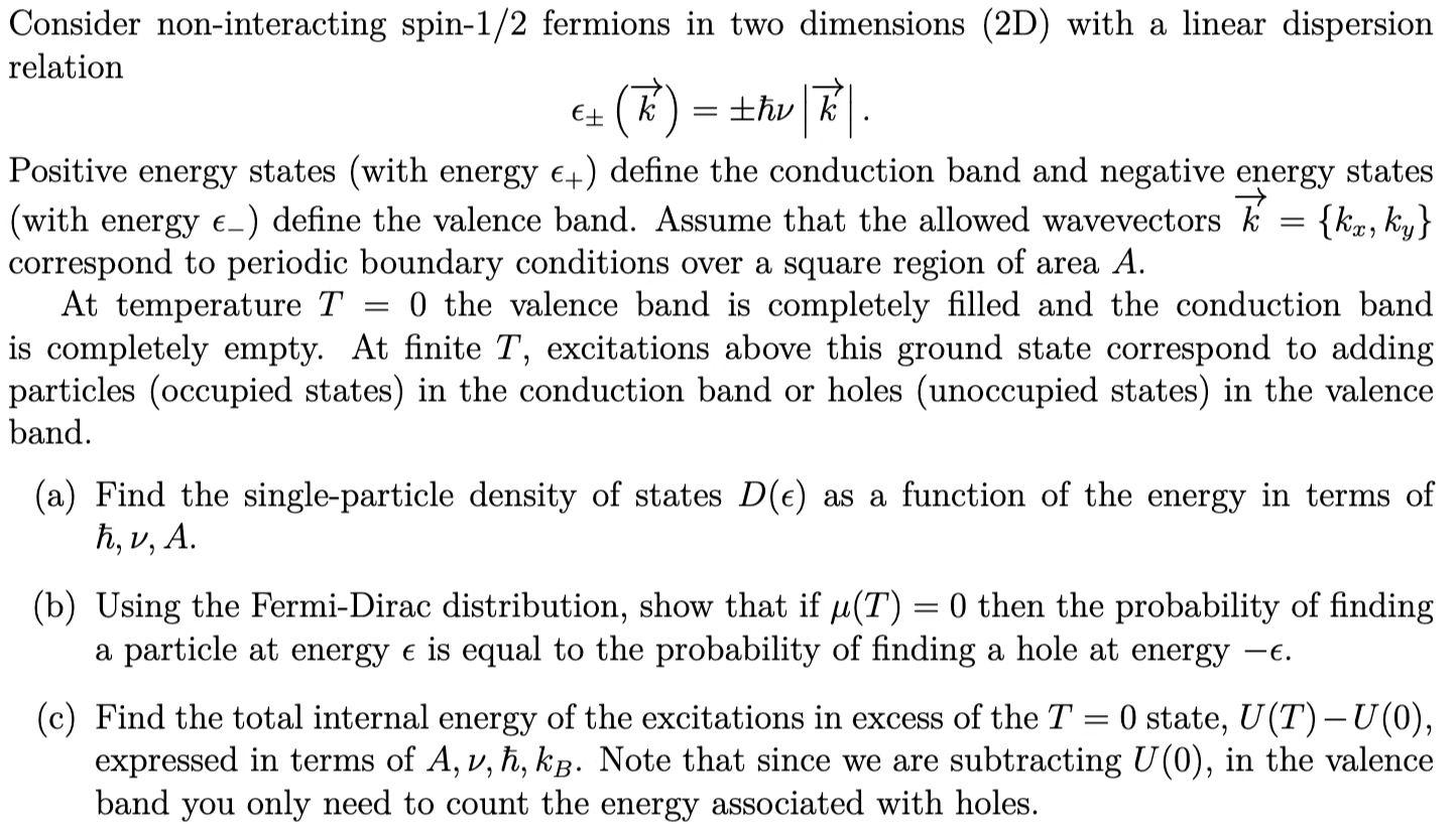 Solved Consider non-interacting spin-1/2 fermions in two | Chegg.com