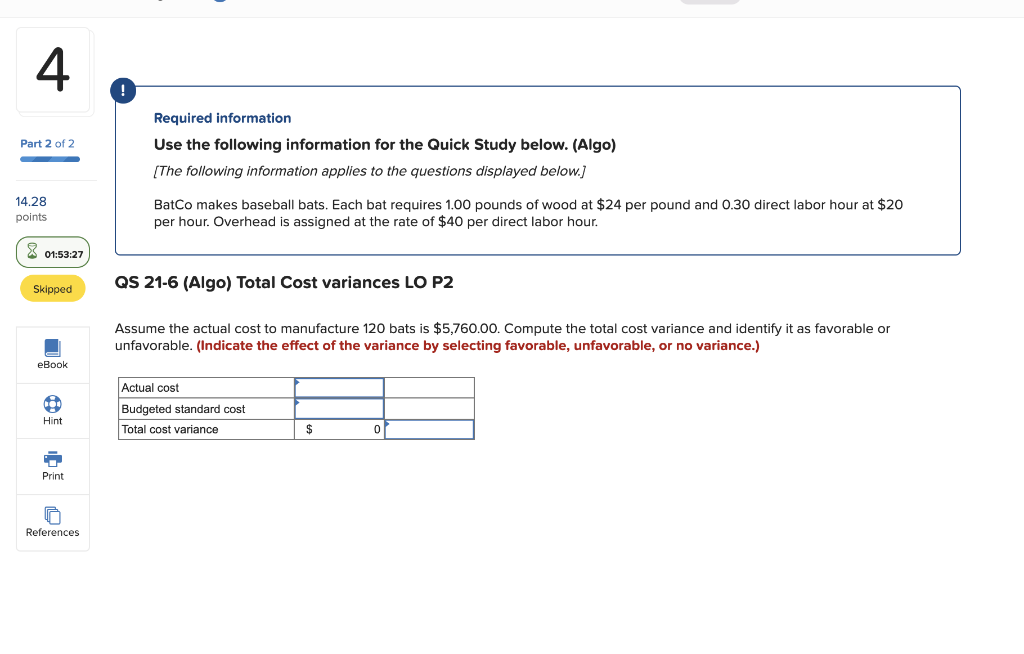 Solved 4 Required information Part 2 of 2 Use the following | Chegg.com