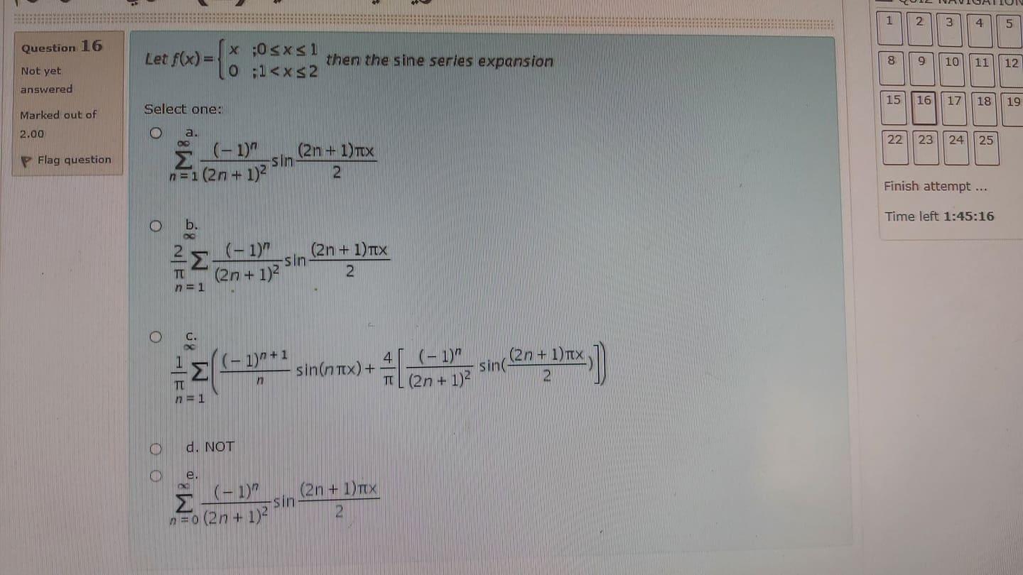Solved 2 1 2. 3 4 5 Question 16 Let f(x) = x 0x1 then the | Chegg.com