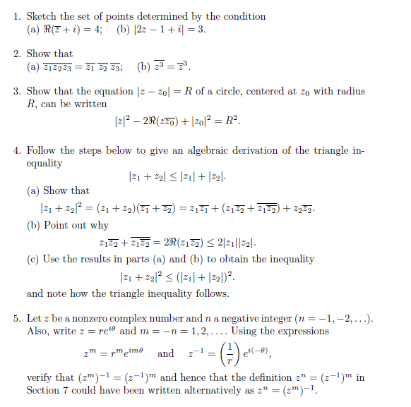 Solved 1 Sketch The Set Of Points Determined By The Cond