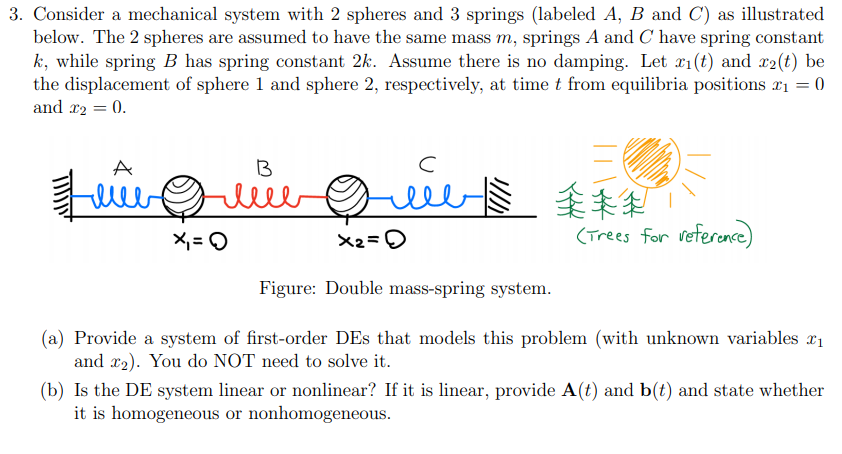 Solved 3. Consider A Mechanical System With 2 Spheres And 3 | Chegg.com