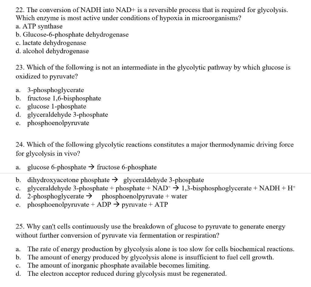 Solved 22. The conversion of NADH into NAD+ is a reversible | Chegg.com