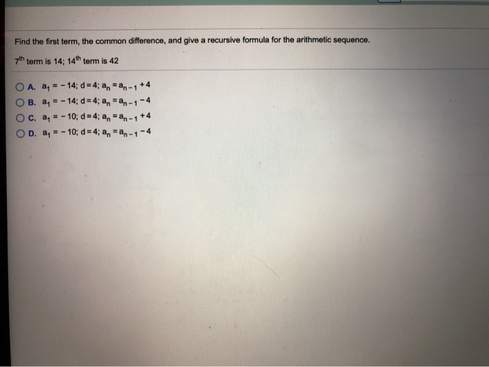 Solved Find the first term, the common difference, and give | Chegg.com