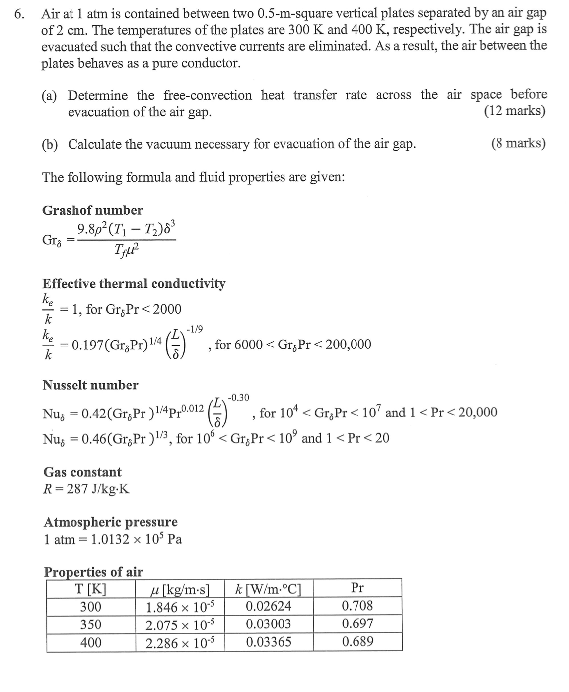 Solved Air At 1 Atm Is Contained Between Two 0.5 - M-square | Chegg.com