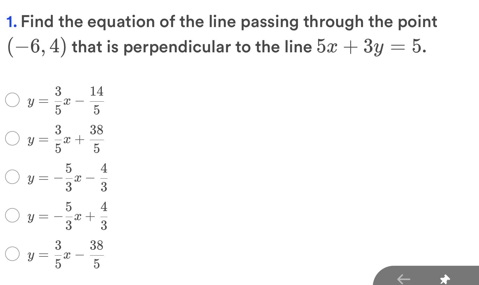 Solved 1. Find the equation of the line passing through the | Chegg.com