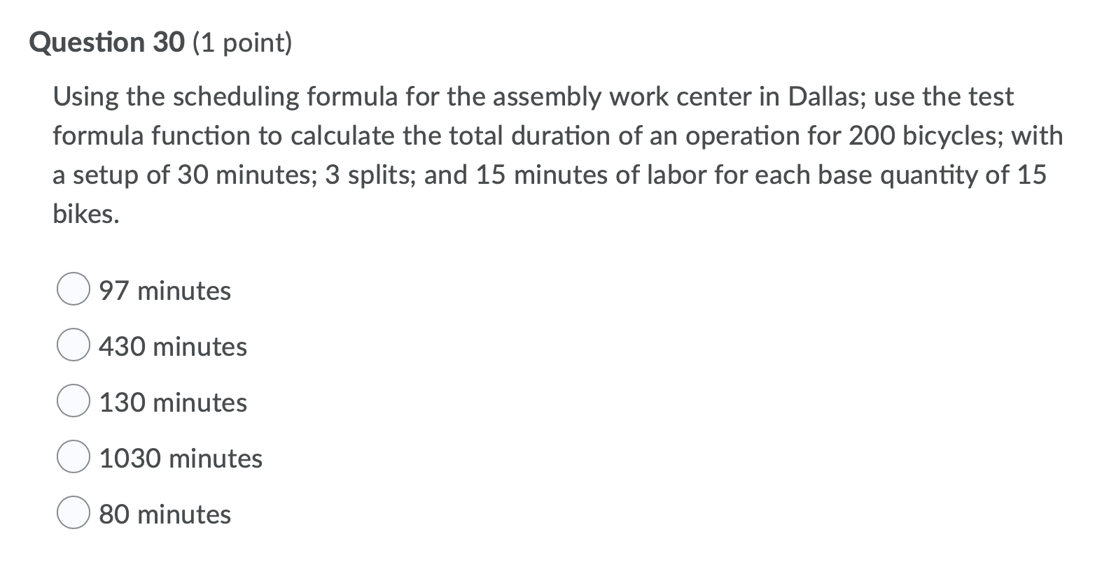 Solved Question 30 (1 point) Using the scheduling formula | Chegg.com