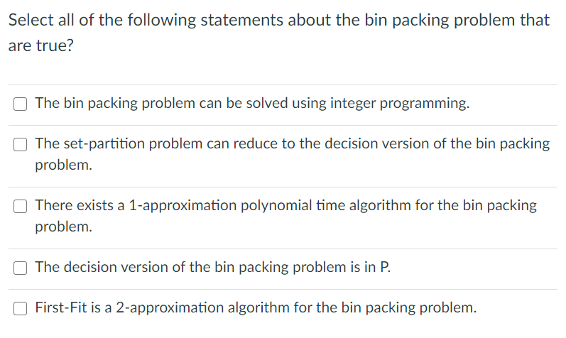 Solved Select All Of The Following Statements About The Bin | Chegg.com