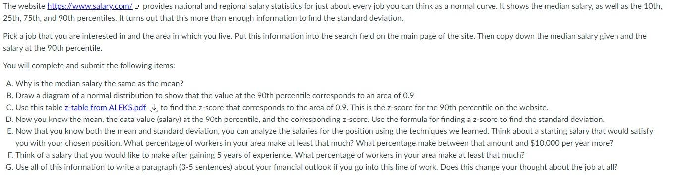 The website https://www.salary.com/ e provides | Chegg.com