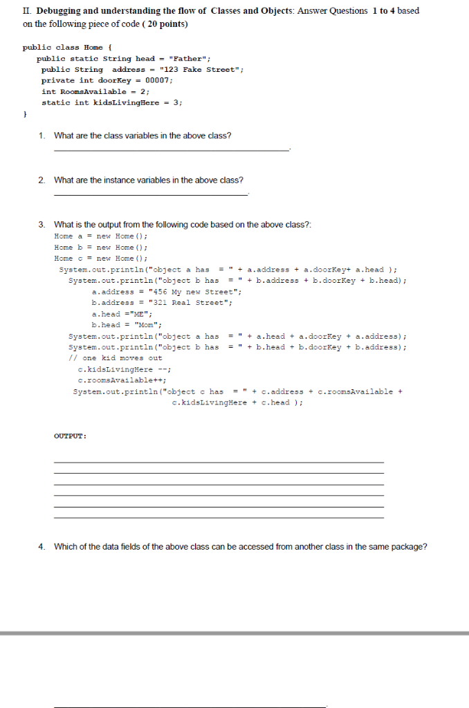 Solved II. Debugging and understanding the flow of Classes | Chegg.com