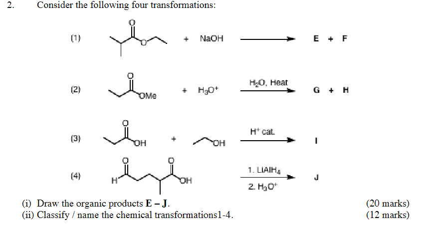 Solved 2. Consider The Following Four Transformations: Naoh 