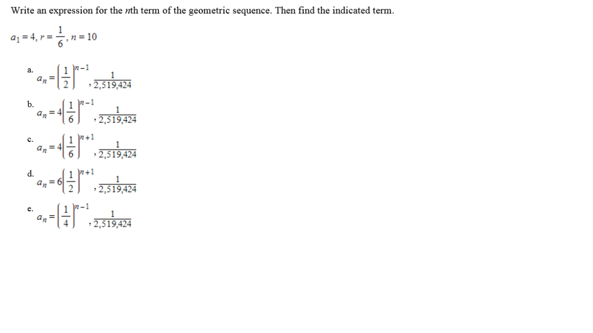 Solved Write an expression for the nth term of the geometric | Chegg.com