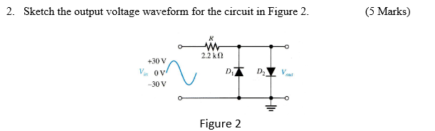 Solved 2. Sketch the output voltage waveform for the circuit | Chegg.com