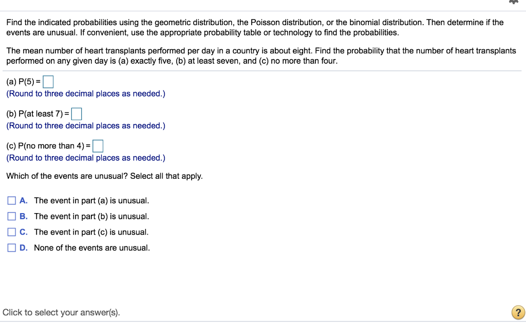 Solved Find The Indicated Probabilities Using The Geometric | Chegg.com