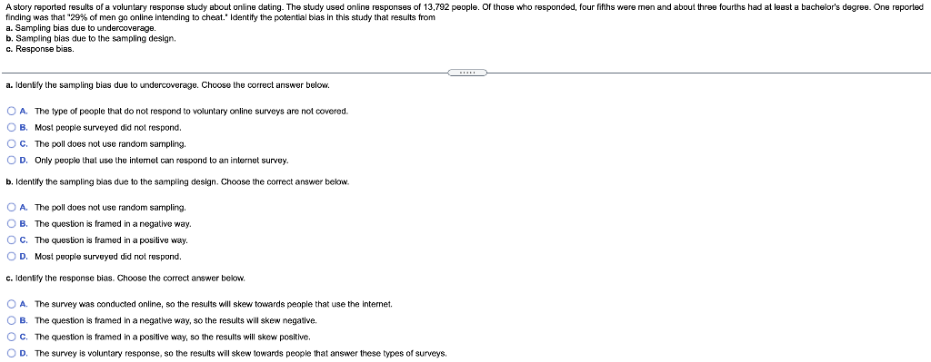 Solved A story reported results of a voluntary response | Chegg.com
