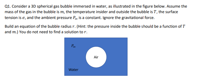 Solved Q1. Consider A 3D Spherical Gas Bubble Immersed In | Chegg.com