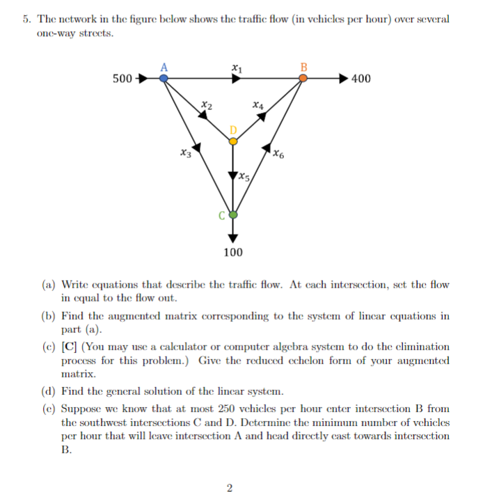 Solved 5. The network in the figure below shows the traffic | Chegg.com