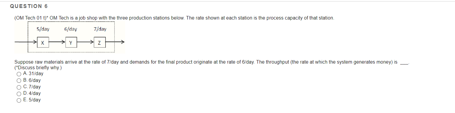 Solved QUESTION 5 1 points Save Answer (OM Tech c)* OM Tech | Chegg.com