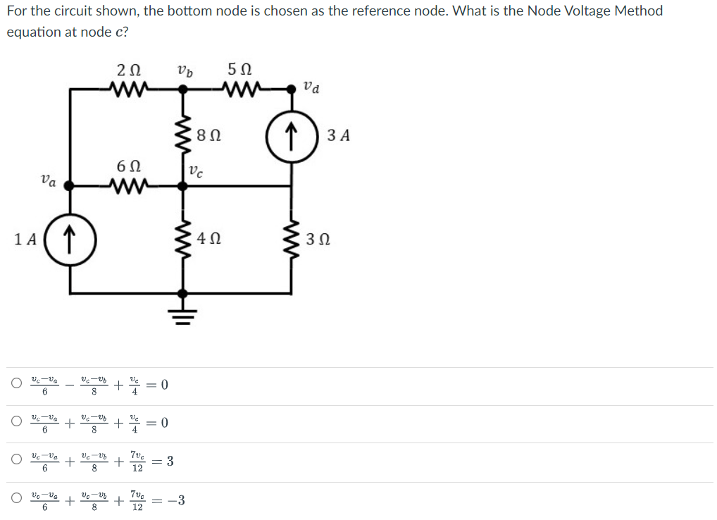 Solved For the circuit shown, the bottom node is chosen as | Chegg.com