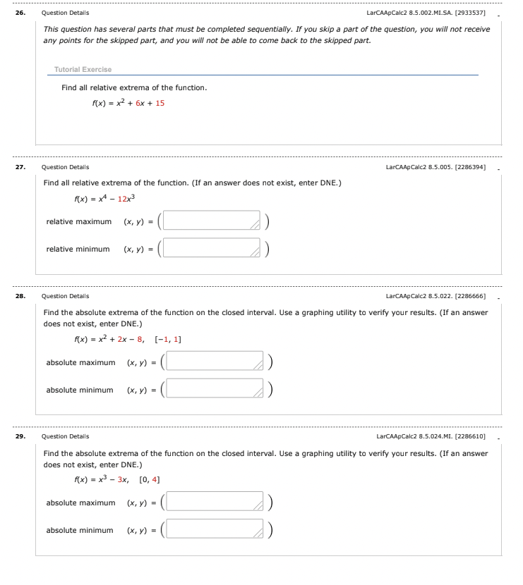 Solved 26. 27. 28. 29. Question Details LarCAApCalc2 | Chegg.com