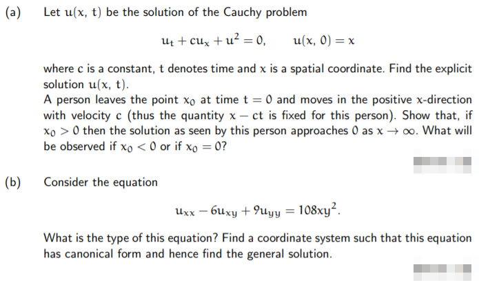 Solved (a) Let u(x, t) be the solution of the Cauchy problem | Chegg.com