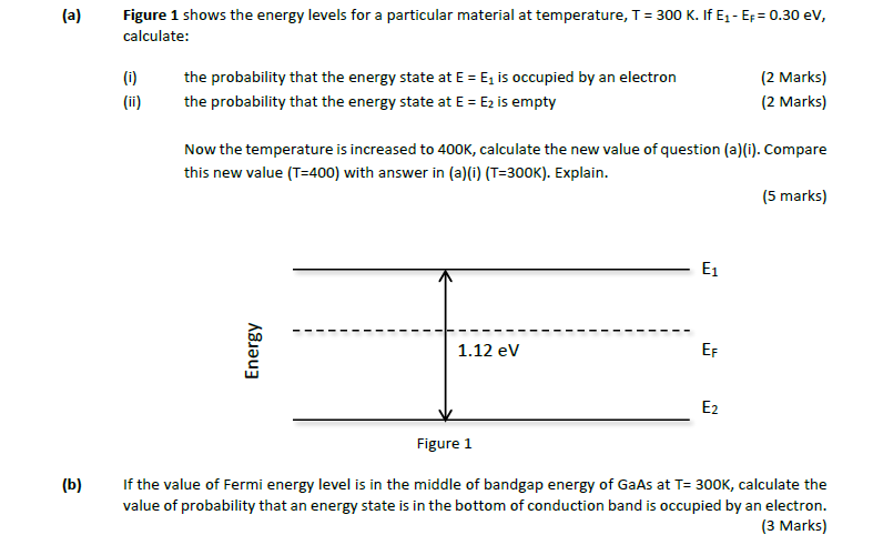 Solved (a) Figure 1 Shows The Energy Levels For A Particular | Chegg.com