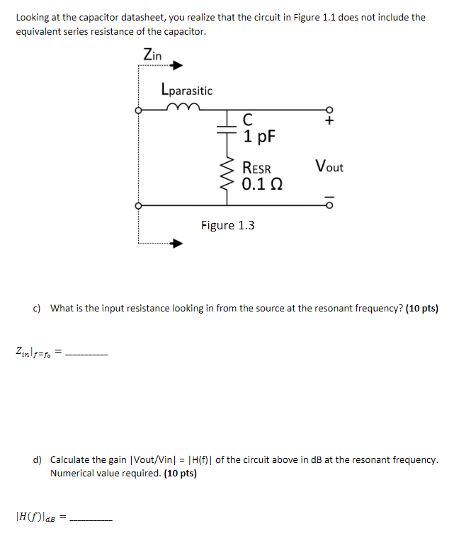 Solved Looking at the capacitor datasheet, you realize that | Chegg.com