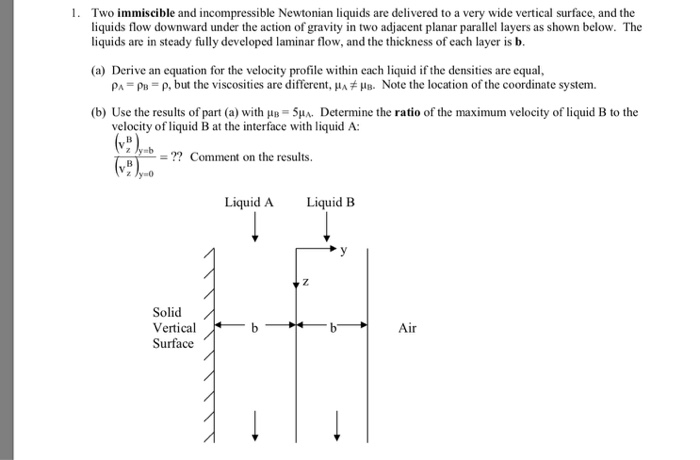 Solved 1. Two Immiscible And Incompressible Newtonian | Chegg.com