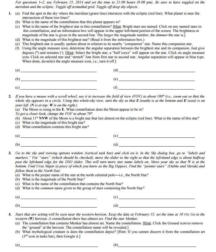 For questions 1-2, use February 15, 2014 and set the | Chegg.com