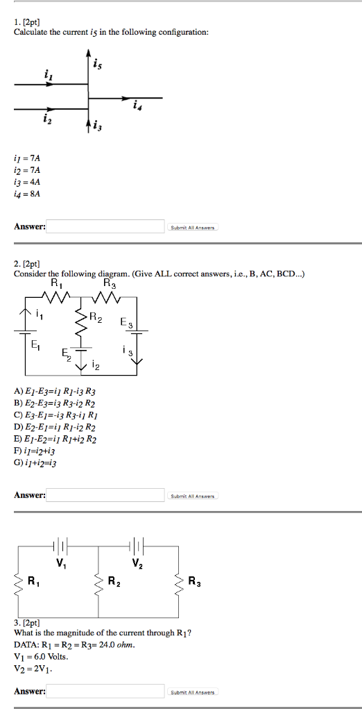 Solved 1. [2pt] Calculate the current is in the following | Chegg.com