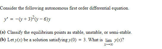 Solved Consider the following autonomous first order | Chegg.com