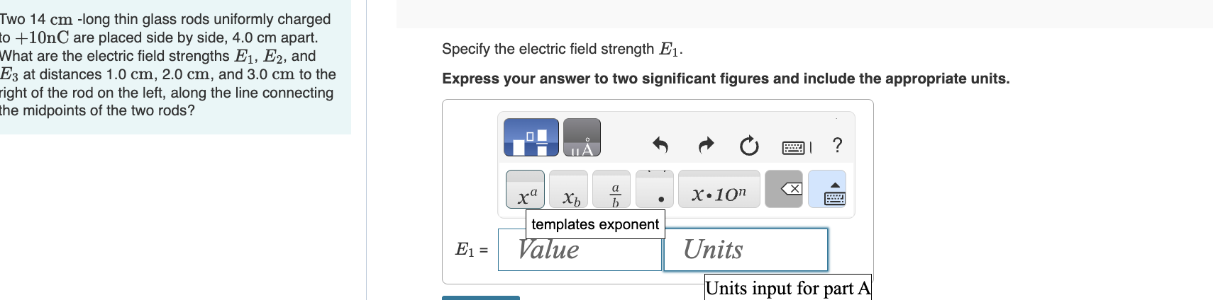 Solved Two Cm Long Thin Glass Rods Uniformly Charged To Chegg Com