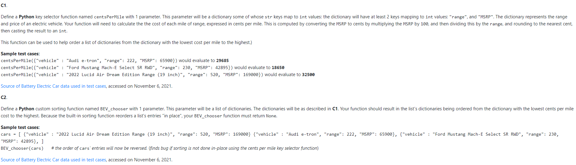 Solved C1. Define a Python key selector function named | Chegg.com
