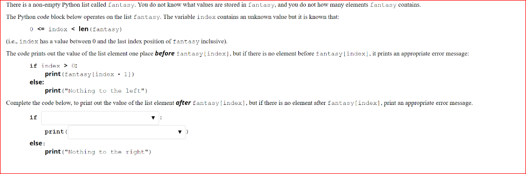Solved There is a non-empty Python list called fantasy. You | Chegg.com