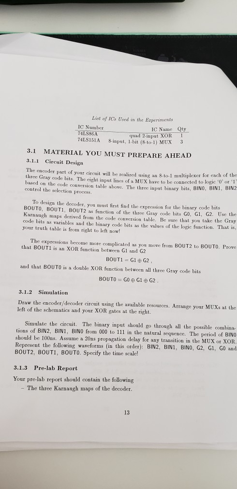 The ... 2.why Prelab: 1. Decoder Maps Karnaugh 3 Yo Of