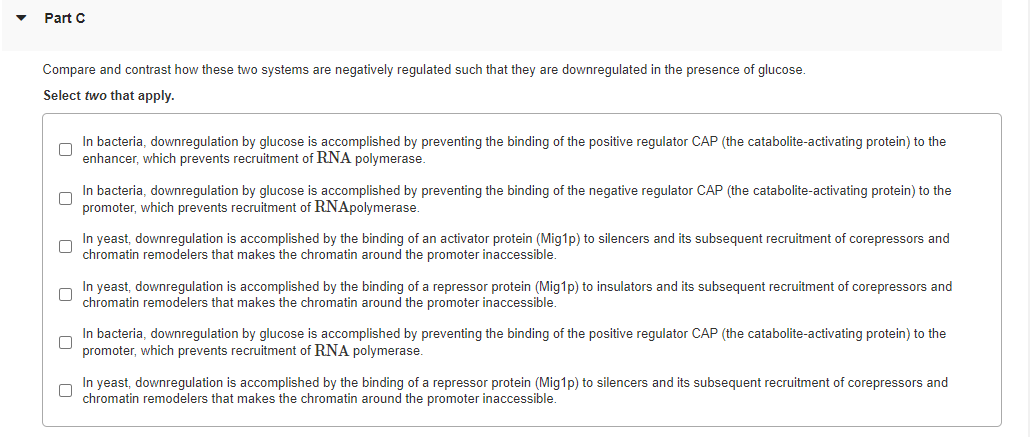 Solved Revie Part B Regulation of the lac operon in E. coli | Chegg.com