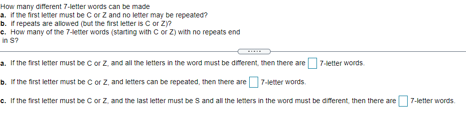 Solved How Many Different 7 Letter Words Can Be Made A If Chegg Com