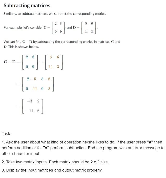 Matrix store addition calculator