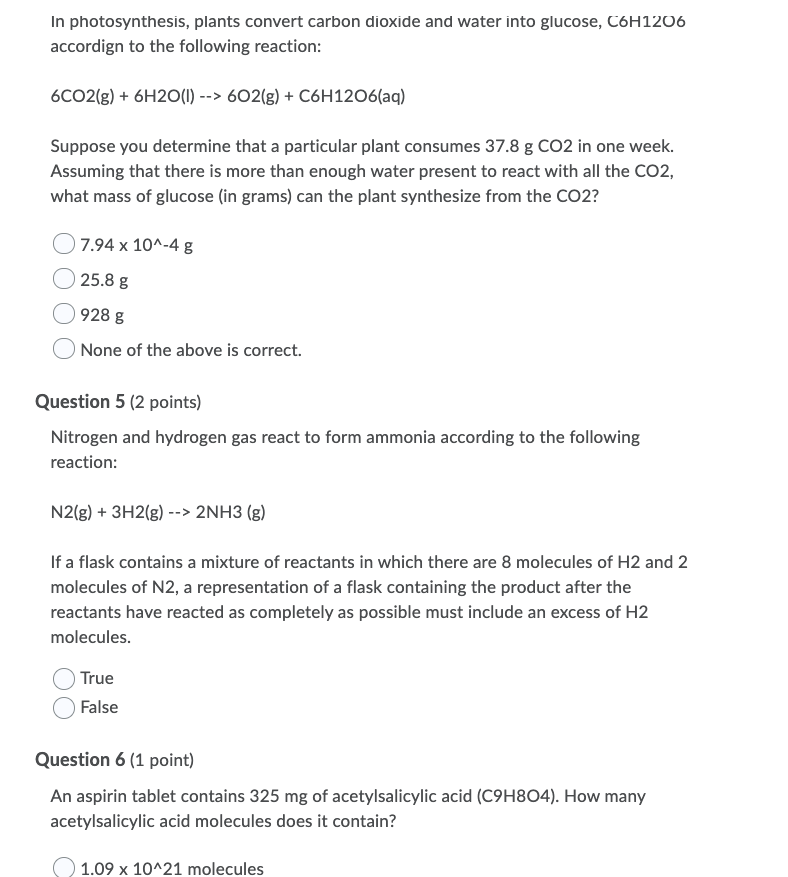 Solved In photosynthesis, plants convert carbon dioxide and