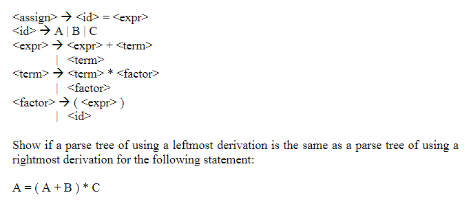 Solved + = → ABC → expr>+ * + () | Show if a | Chegg.com