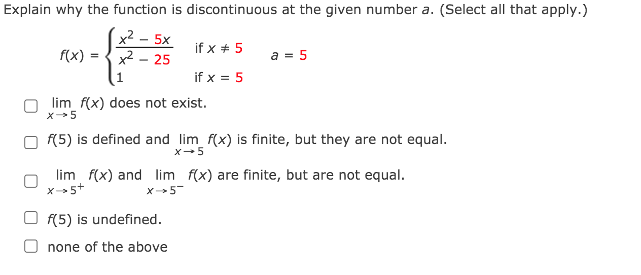 Solved Explain why the function is discontinuous at the | Chegg.com