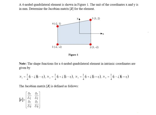 Solved A 4-noded quadrilateral element is shown in Figure 1. | Chegg.com