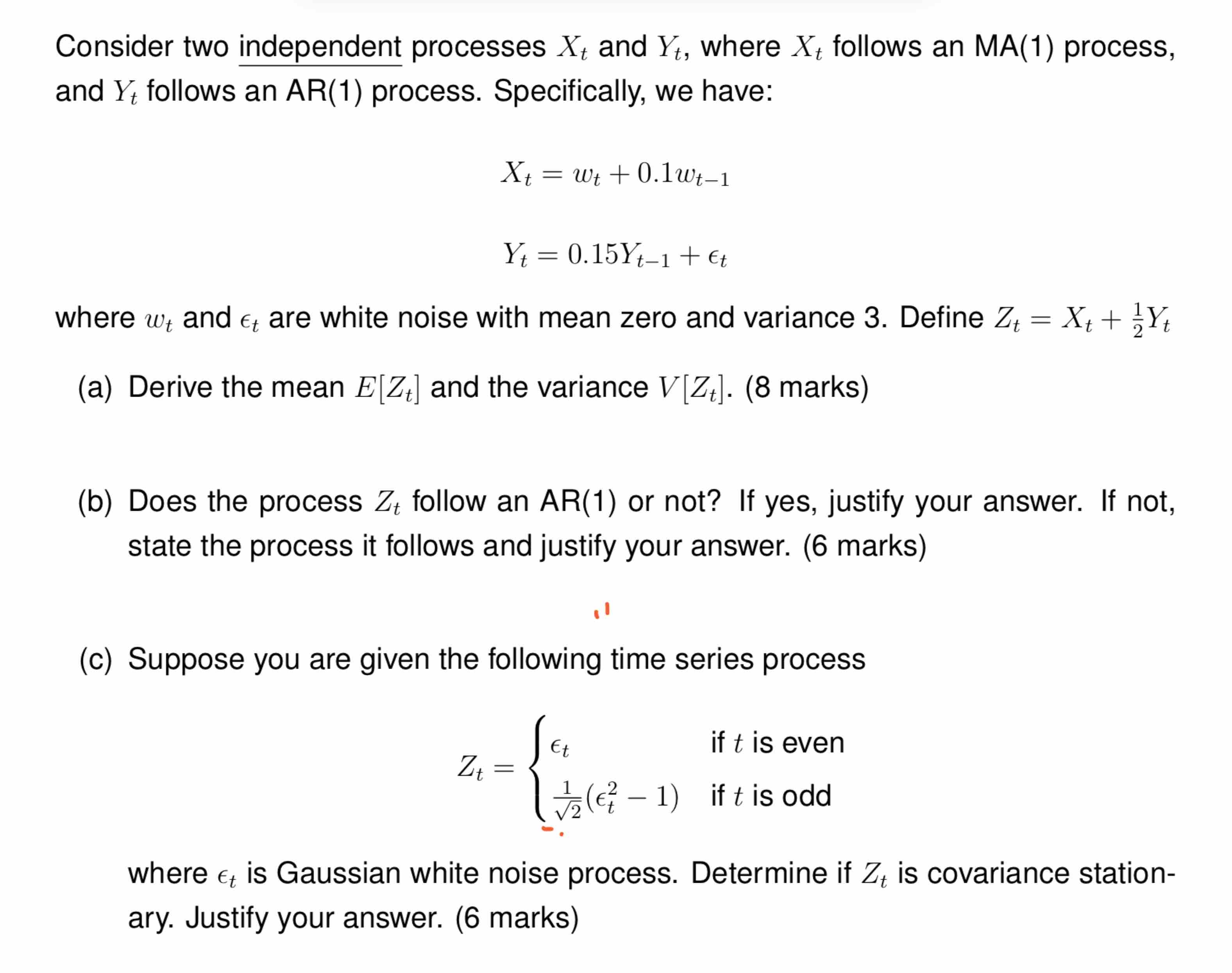 Solved Consider two independent processes x_(t) and Y_(t), | Chegg.com
