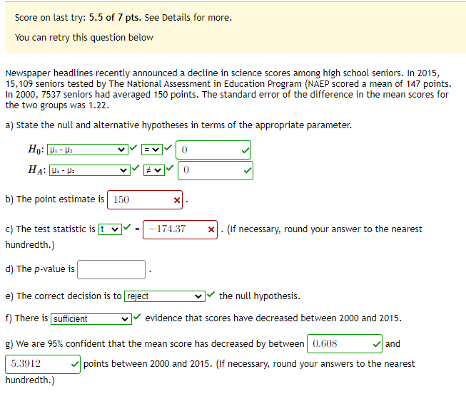 Solved Score On Last Try: 5.5 Of 7 Pts. See Details For | Chegg.com