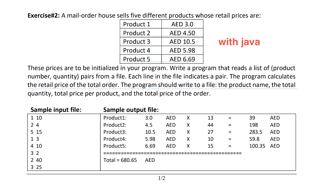 Solved Exercise2 A mailorder house sells five different