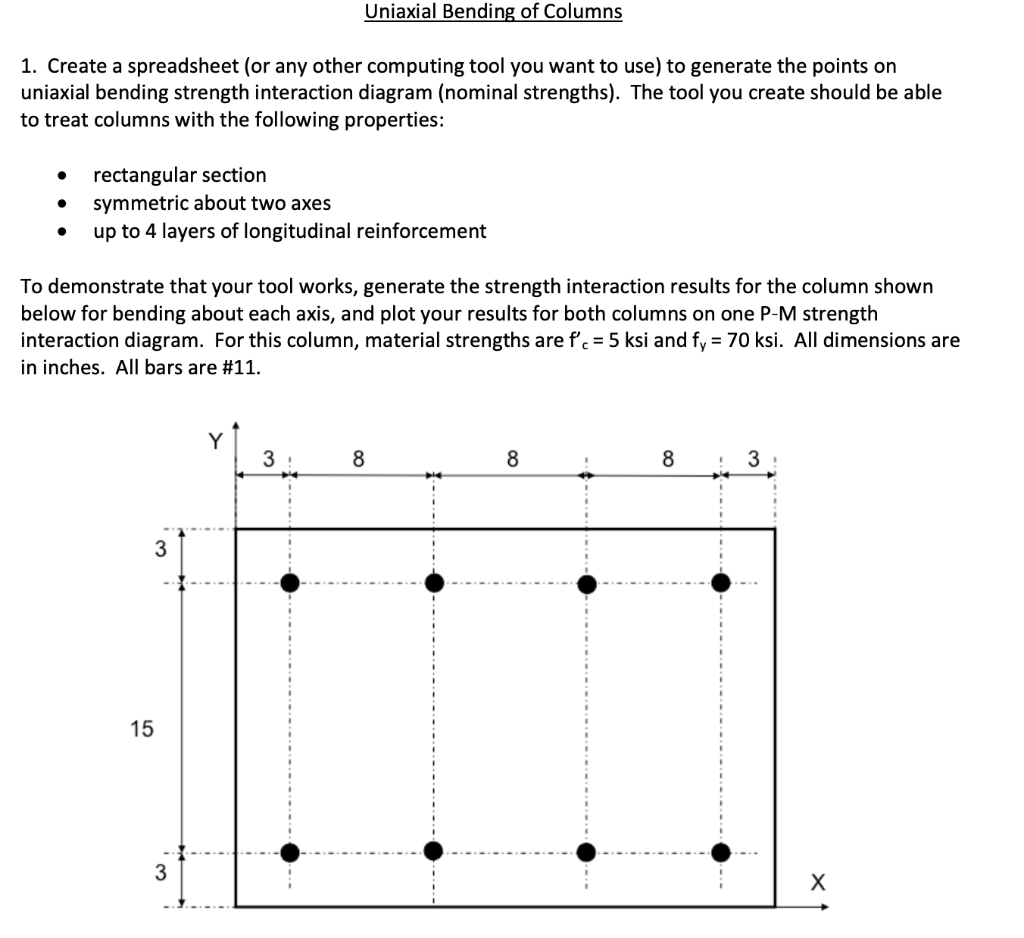 Uniaxial Bending of Columns 1. Create a spreadsheet | Chegg.com