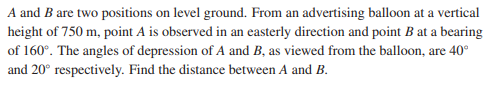 Solved A And B Are Two Positions On Level Ground. From An | Chegg.com